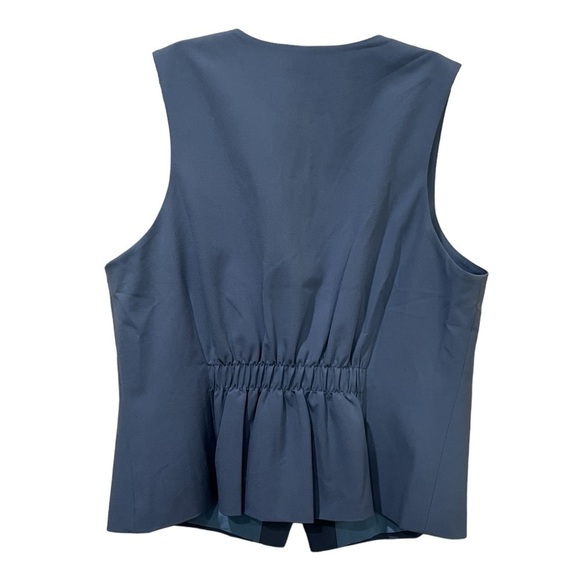 Open Edit Blue Recycled blended Cotton Button down vest R7 - Picture 2 of 4